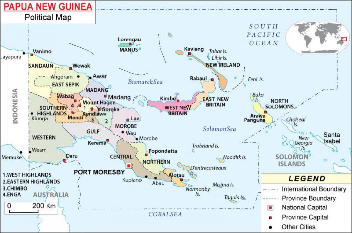 지도 파푸아 뉴기니의 지역