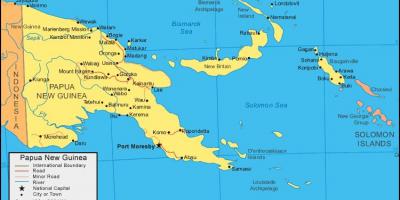 파푸아 뉴기니의 지도와 주변 국가