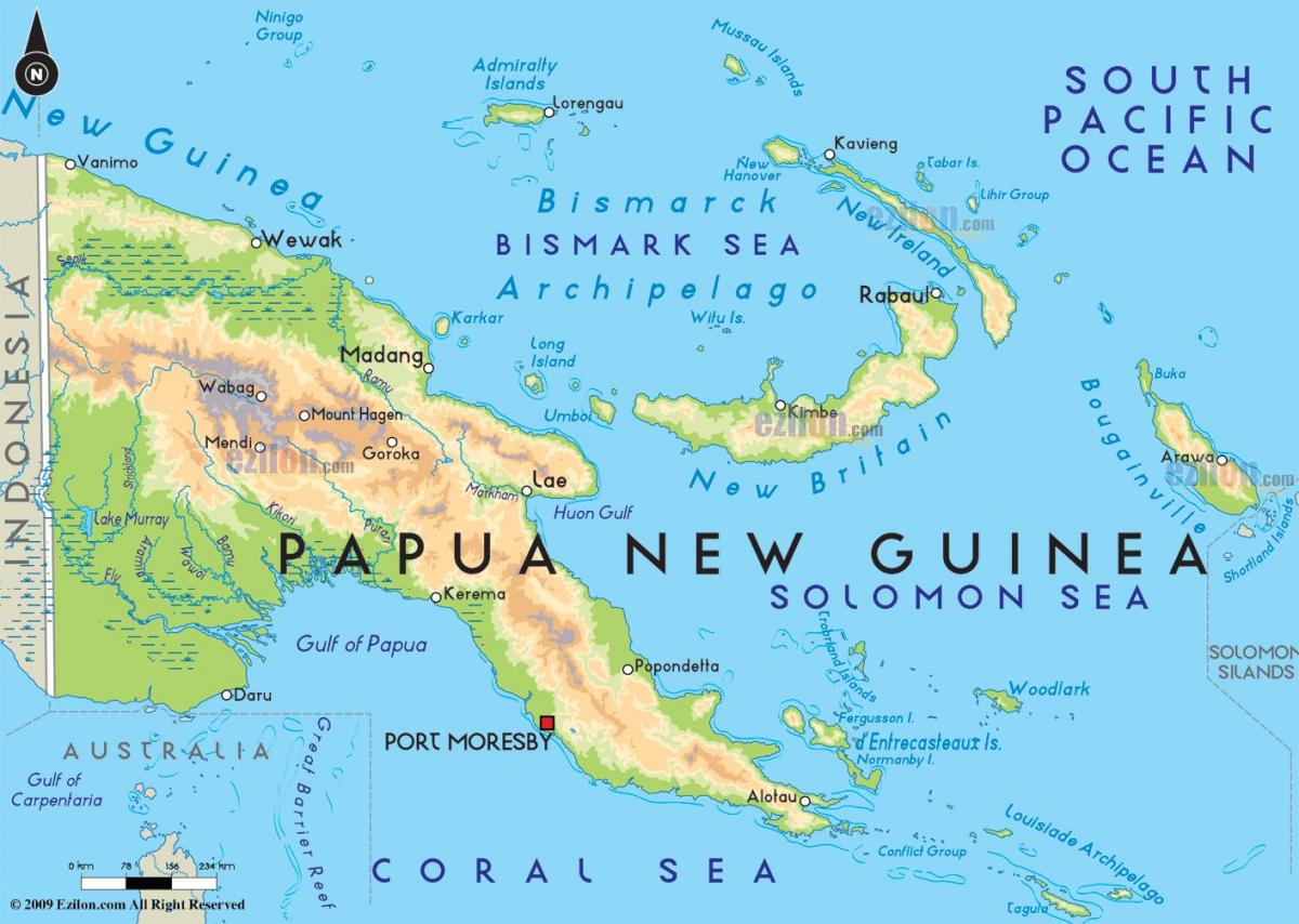 지도의 수도 도시의 파푸아 뉴기니