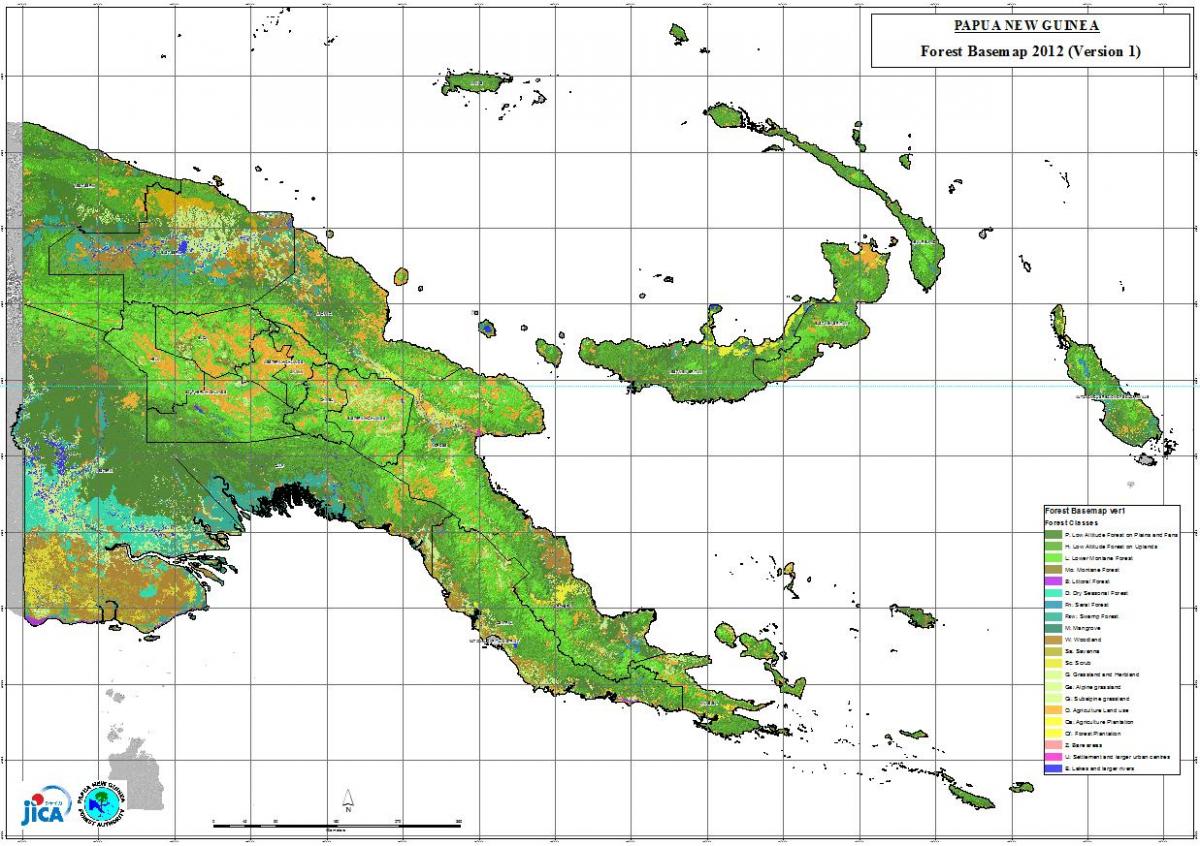 파푸아 뉴기니의 지도는 기후